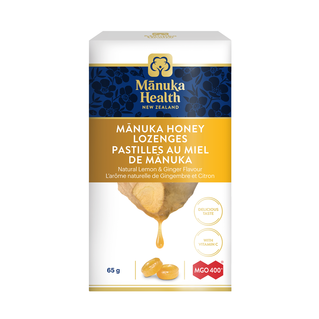 LOZANGES MIEL DE MĀNUKA AVEC GINGEMBRE ET CITRON