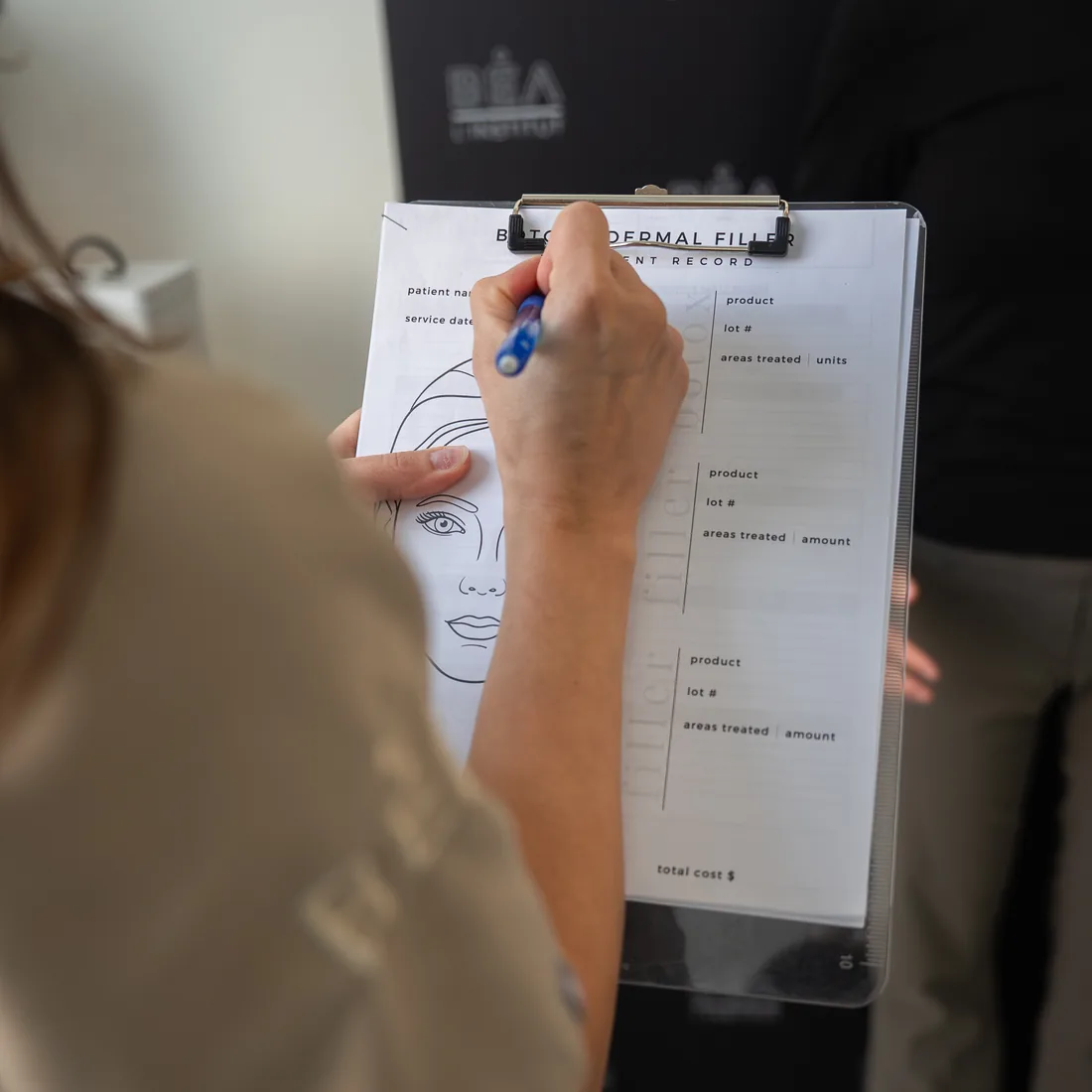 The institute's treatment record: product, lot number, areas treated and quantity