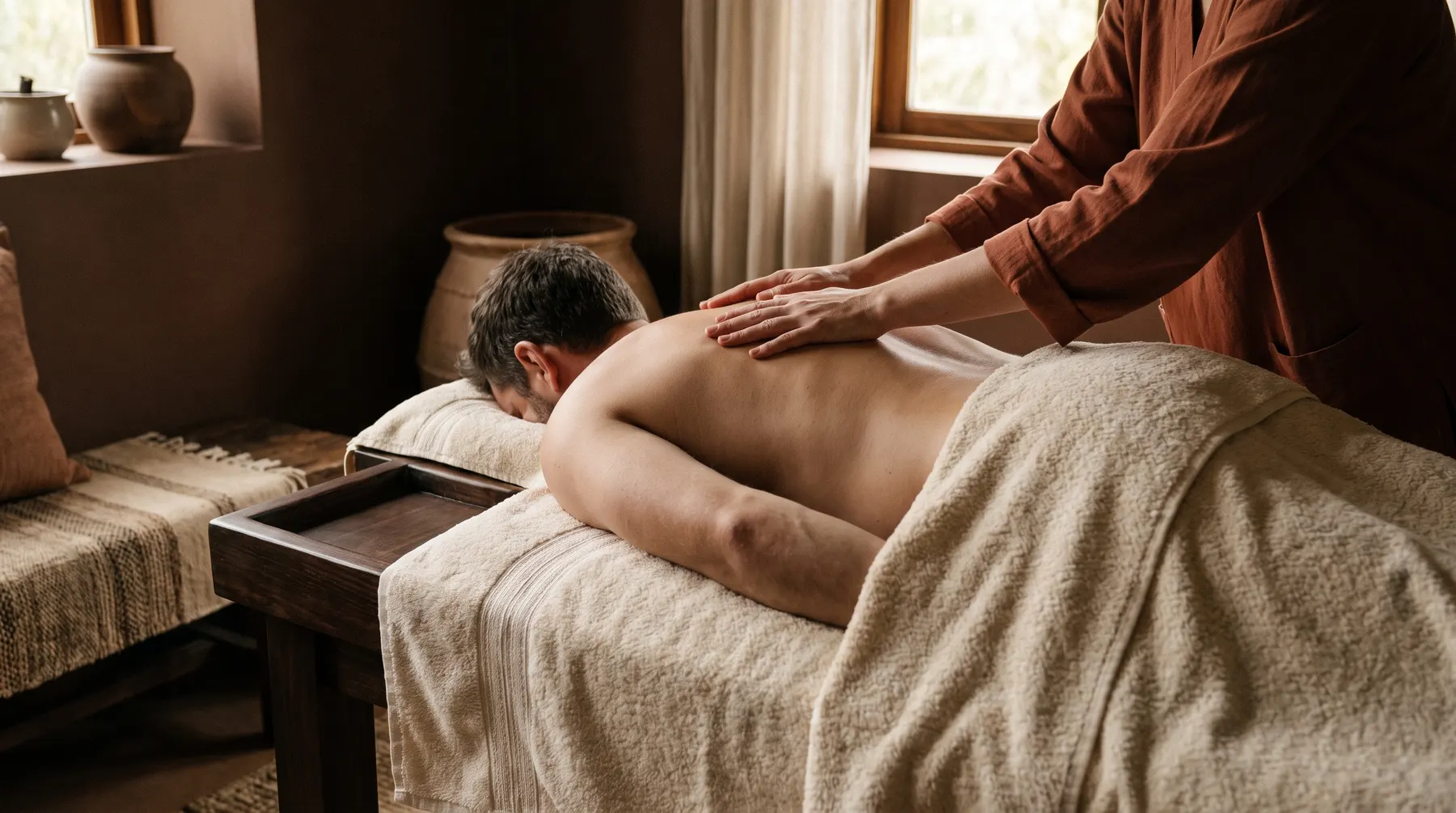 A massage under way in a private room