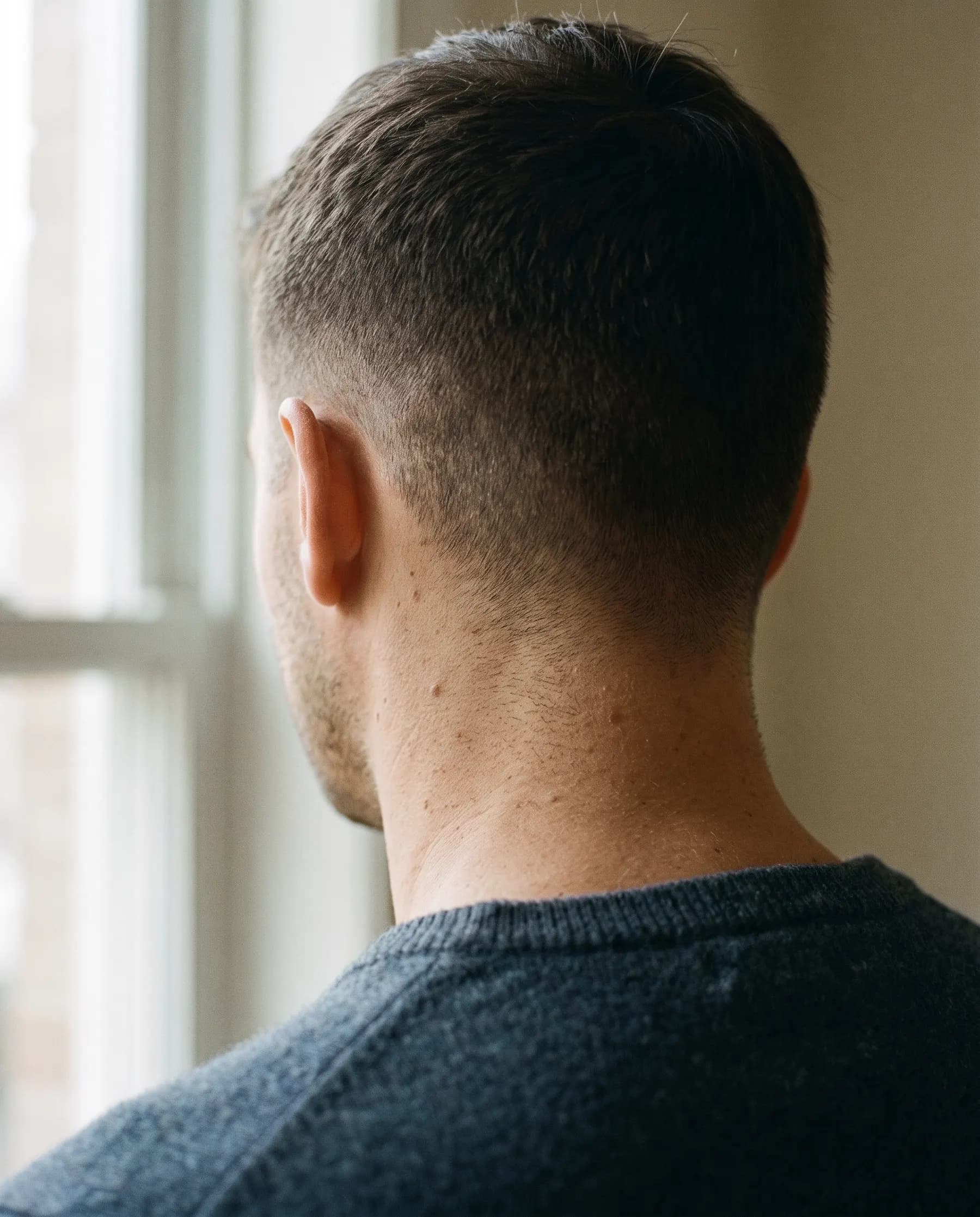 Nuque d'un homme, cheveux courts degrades