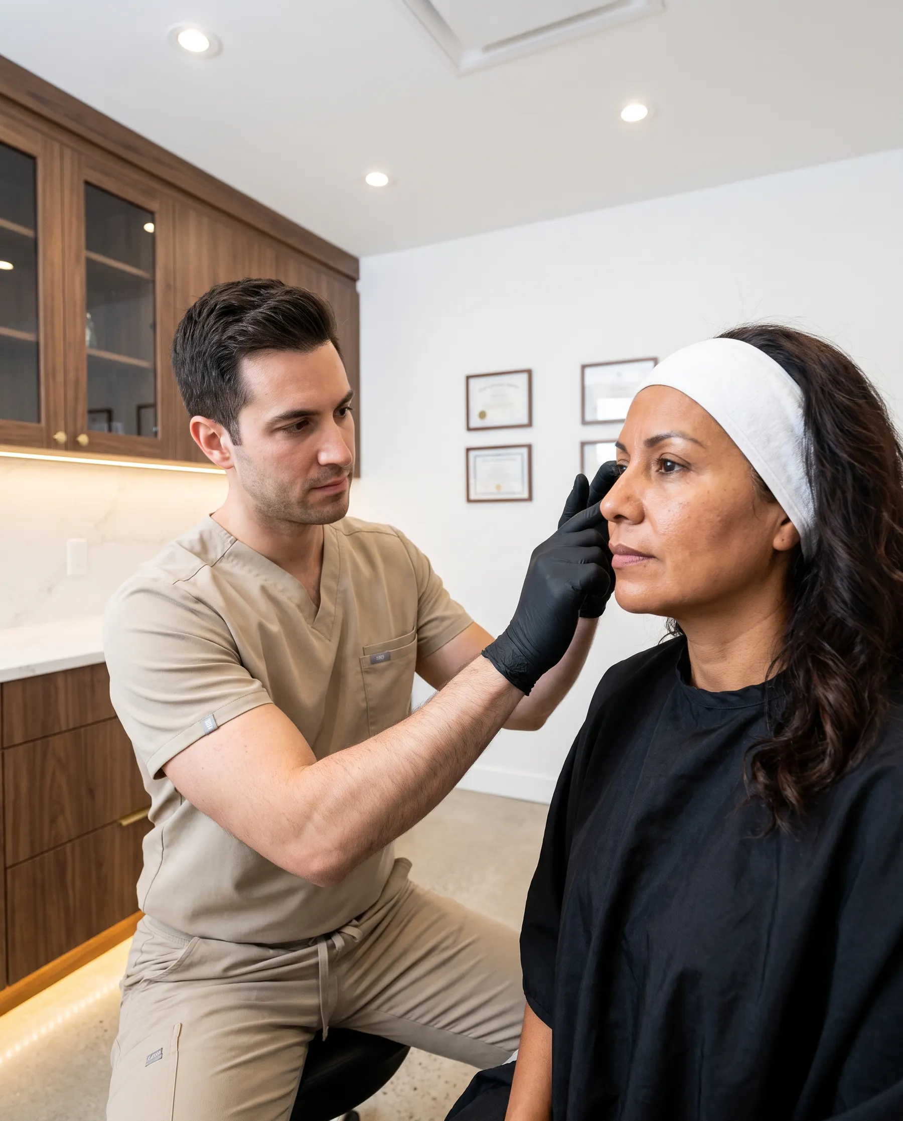 Consultation médicale, évaluation du profil et de la pommette