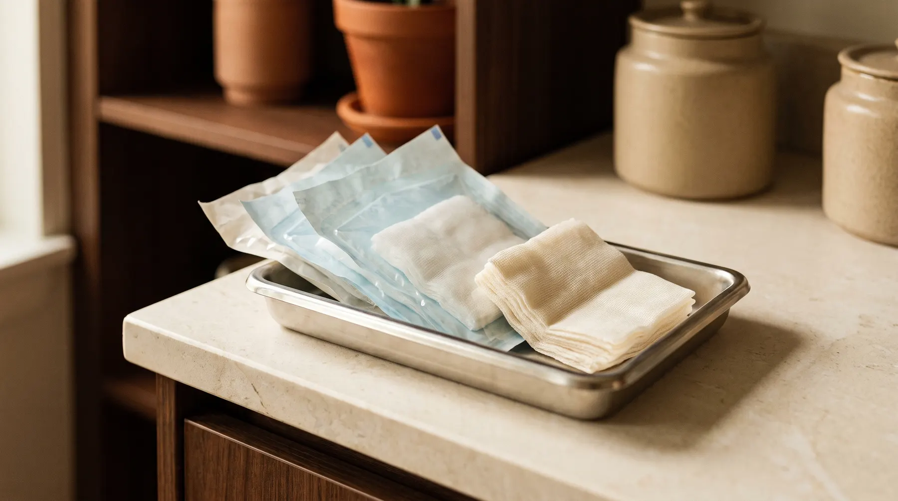 A treatment tray laid out