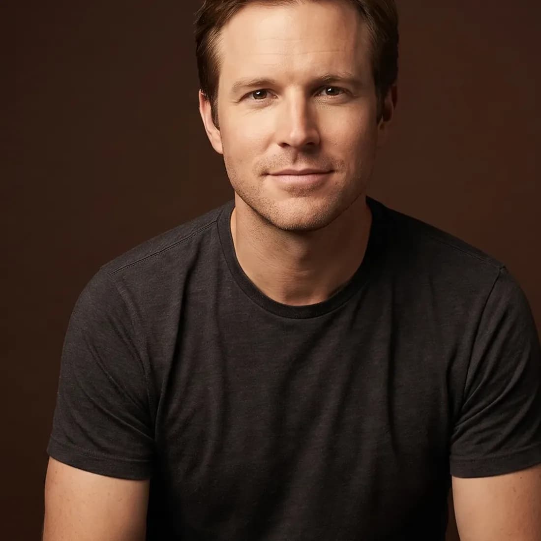 A man of about thirty-nine with light brown hair, clean-shaven