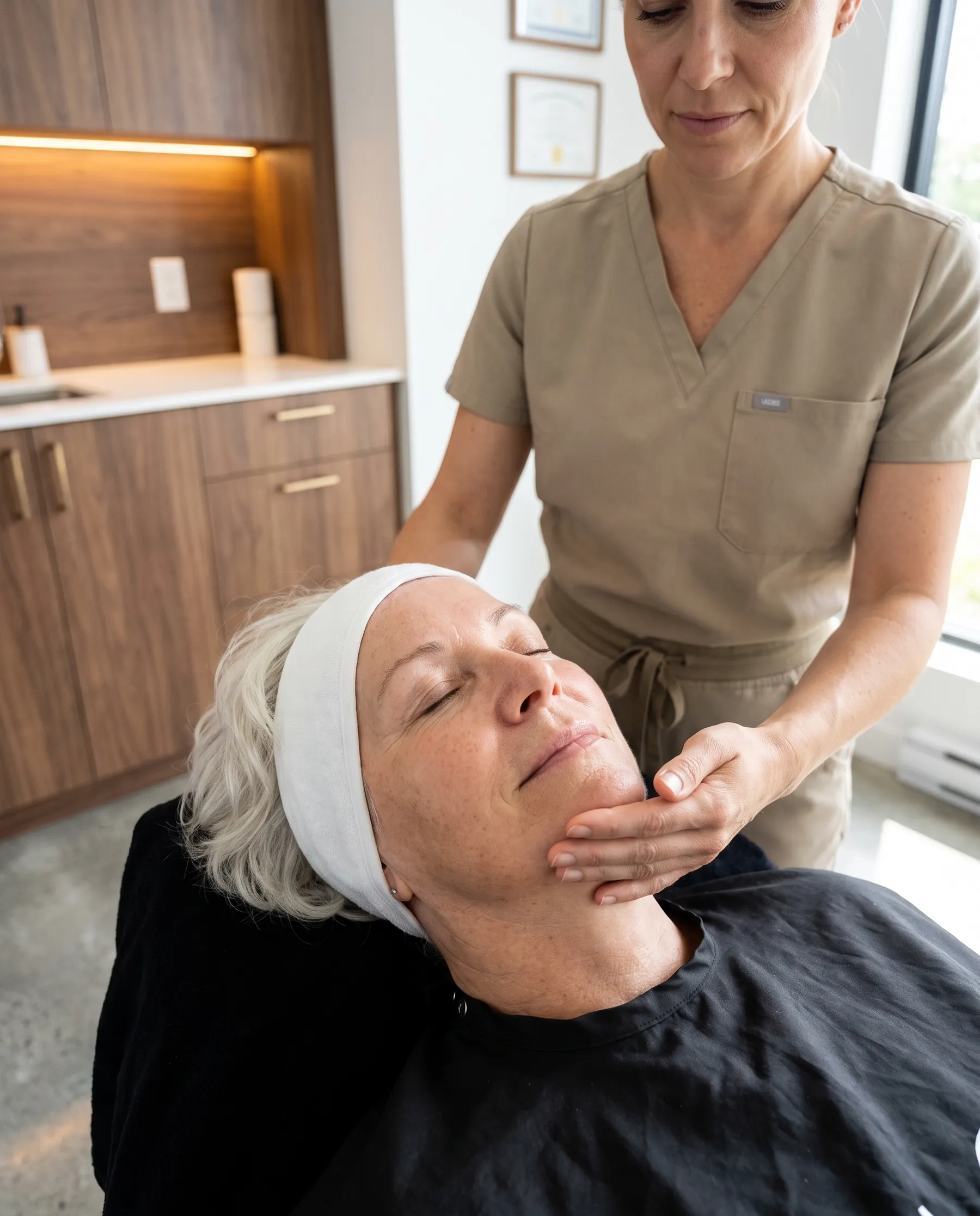 A firming massage worked along the cheekbone with both hands